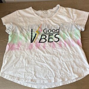 Good Vibes Kids Short Sleeve Tee - White, Pink, Green